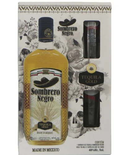 TEQUILA SOMBRERO NEGRO 750ML GOLD KIT 2 COPOS - GOLD