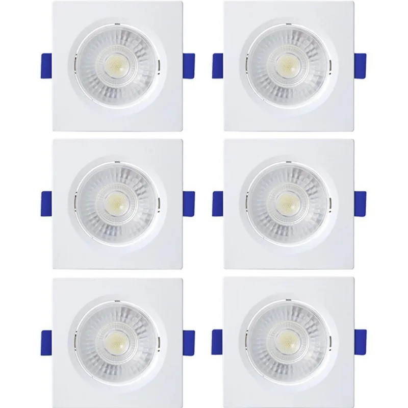 Kit 6 Spot De Led Embutir Slim Mr16 Quadrado 6w Bivolt 6500k Frio