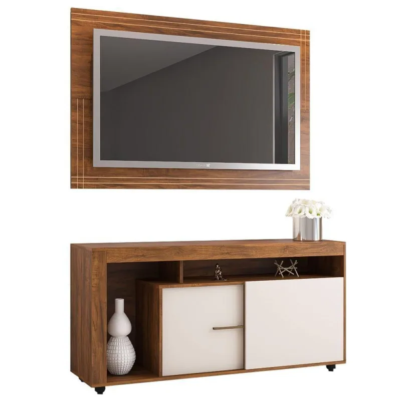 Rack C/Painel P/Tv De Até 55 Lugano Viero Imbuia - OUTRAS - Móveis