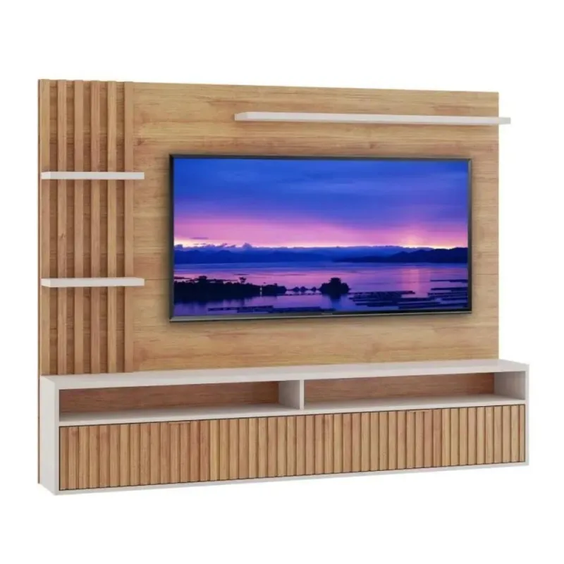 Painel Home Para Tv Até 65 Polegadas 1 Porta Versalhes Mel E Off 180cm - viero móveis - Móveis
