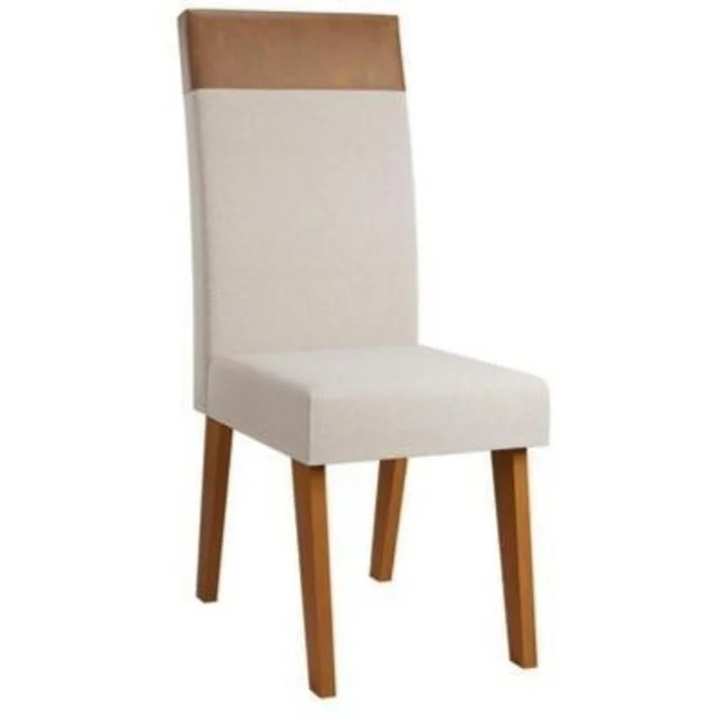Cadeira Veneza Viero Móveis Natural e Linho Bronze 41cm 29970 234329