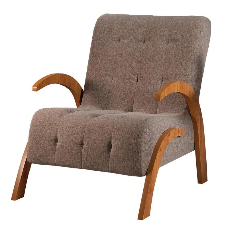Poltrona Decorativa Linho Flower Viero Mel E Caqui - Não Informado - Móveis