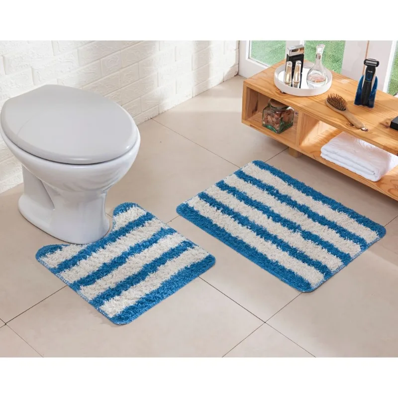 Kit Banho 2 Peças High Algodão Celeste Listra Oasis