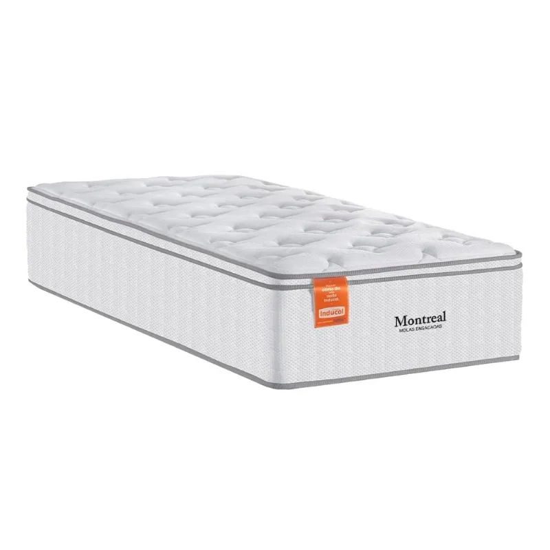 Colchão de Solteiro Inducol Montreal com Europillow e Revestimento em Tecido Malha 28x88x138cm - Branco
