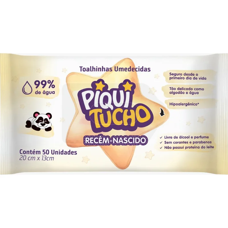 Lenço Umedecido Piquitucho Recém Nascido 50 Unidades