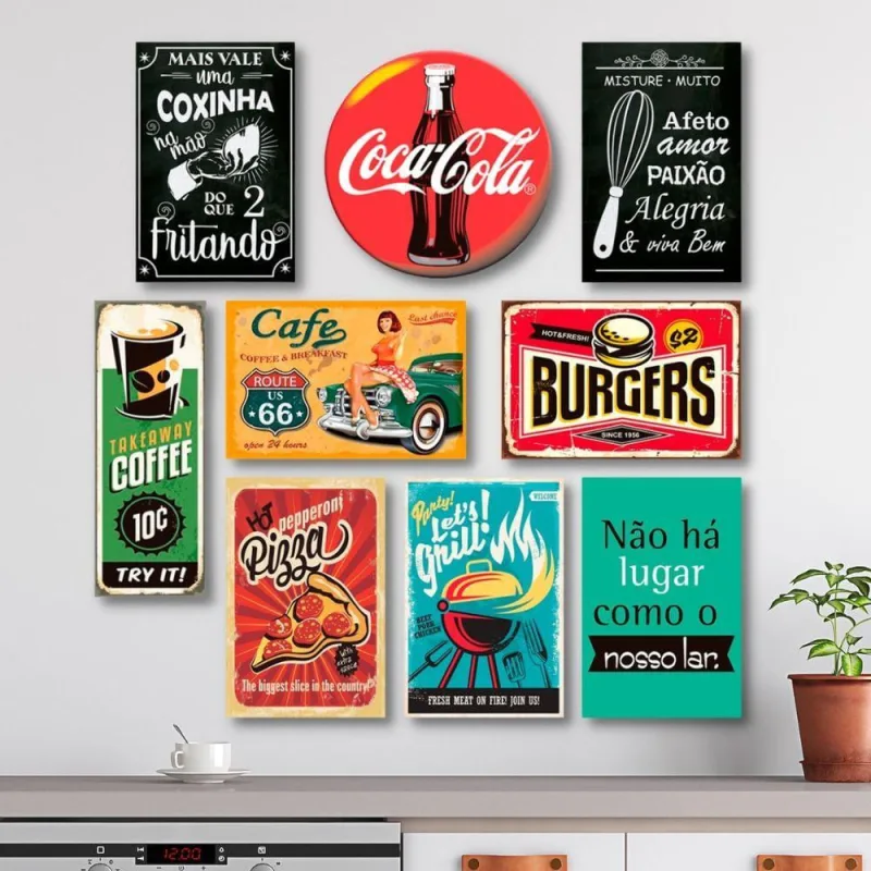 Kit Placas Decorativas Cozinha Frases Vintage Mdf -9 Placas - OUTRAS - Agro