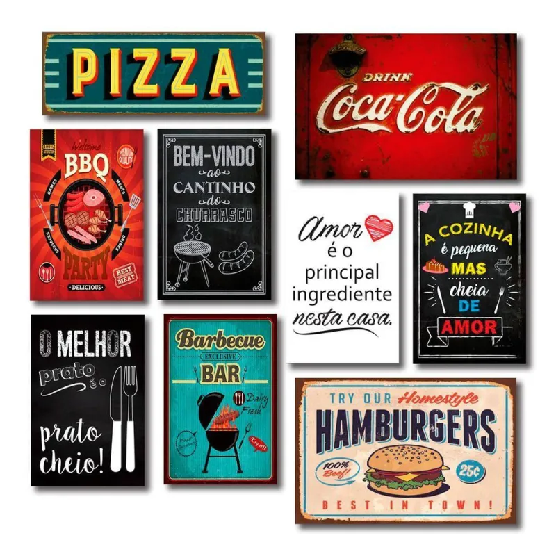 Kit Placas Decorativas Cozinha Frases Retrô Mdf -8 Placas - OUTRAS - Agro