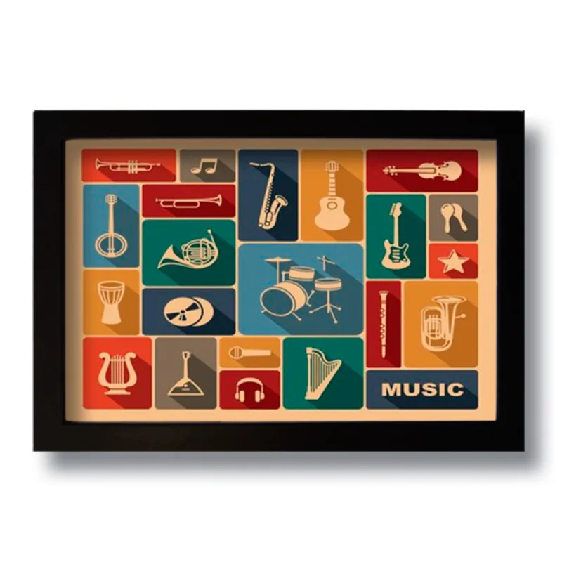 Quadro Decorativo Instrumentos Musicais  33x43 cm - Não Informado - Decoração
