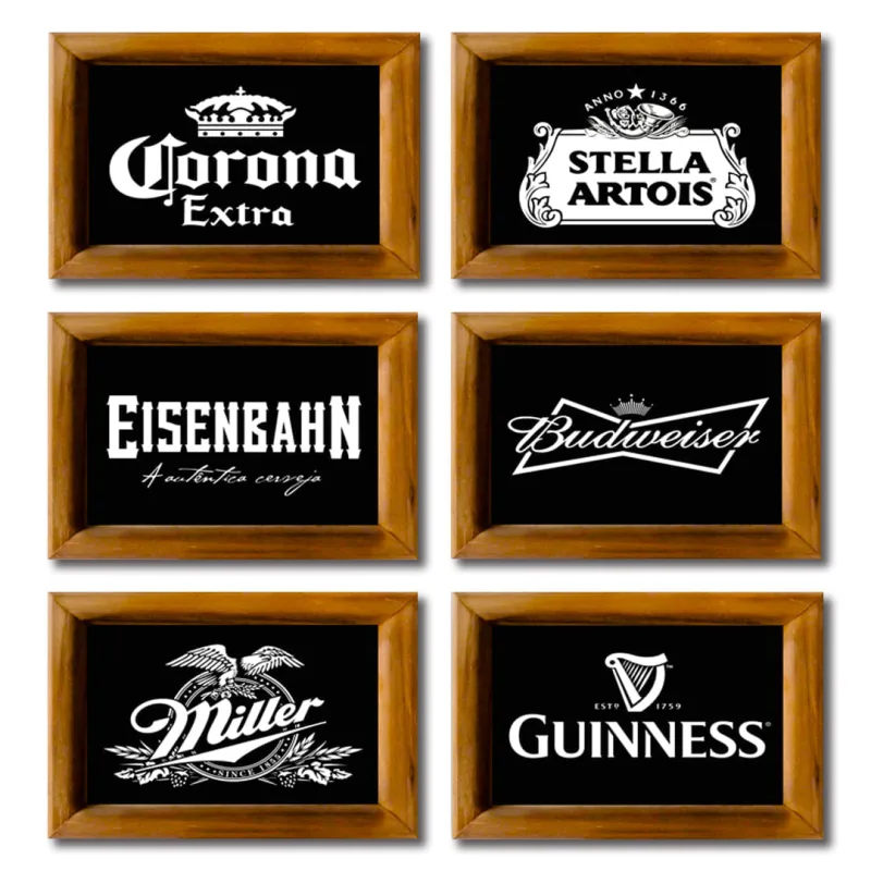 Kit 6 Placas Decorativas Mdf Bebidas Cervejas Retrô - Não Informado - Decoração