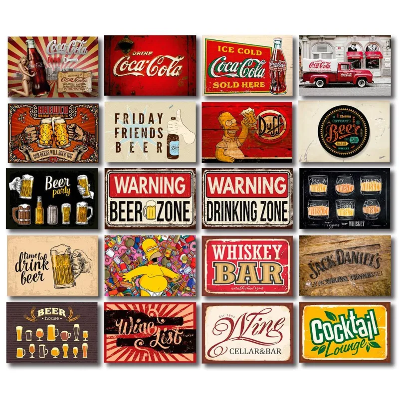 Kit 20 Placas Decorativas Mdf Bebidas Cervejas Vintage - Não Informado - Decoração