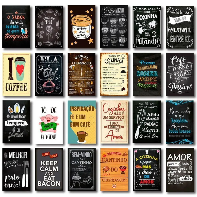 Kit 24 Placas Decorativas Mdf Cozinha Frases Café - OUTRAS - Agro