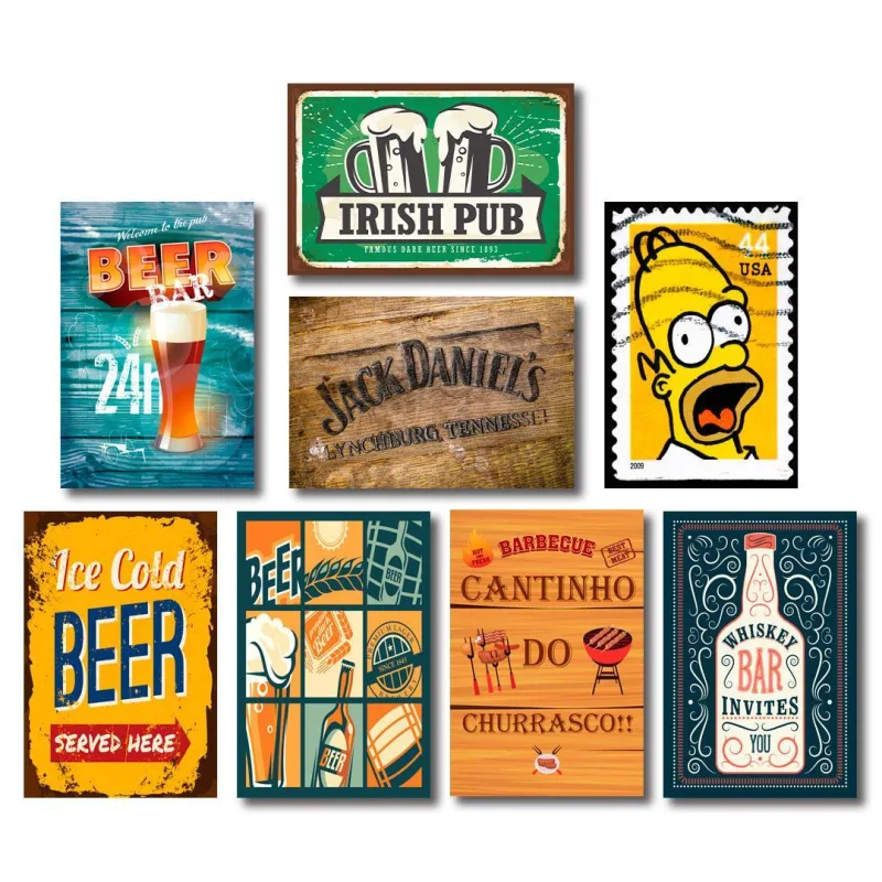 Kit Placas Decorativas Cervejas E Frases Mdf - 8 Placas - Não Informado - Decoração