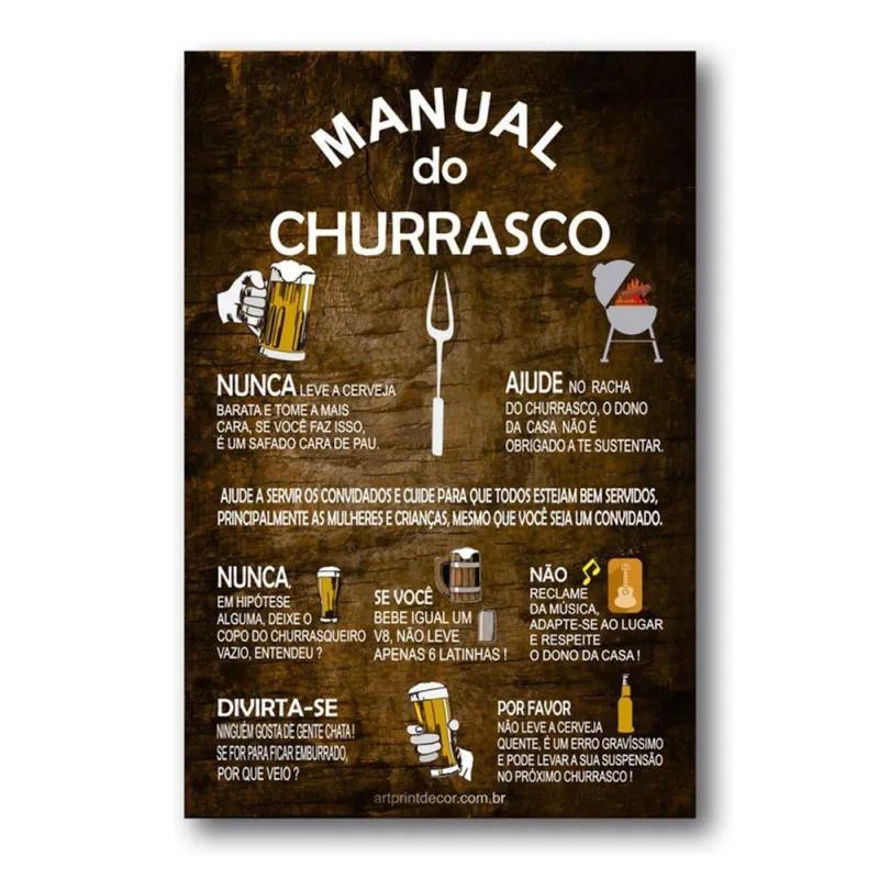 Placa Decorativa Manual Do Churrasco Mdf 30x40 Cm - OUTRAS - Agro