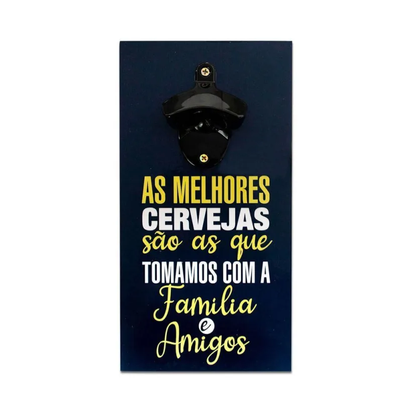 Abridor Garrafas Parede Cerveja Amigos Mdf Com Imã 25x13 Cm - Art Print - Utilidades Domesticas