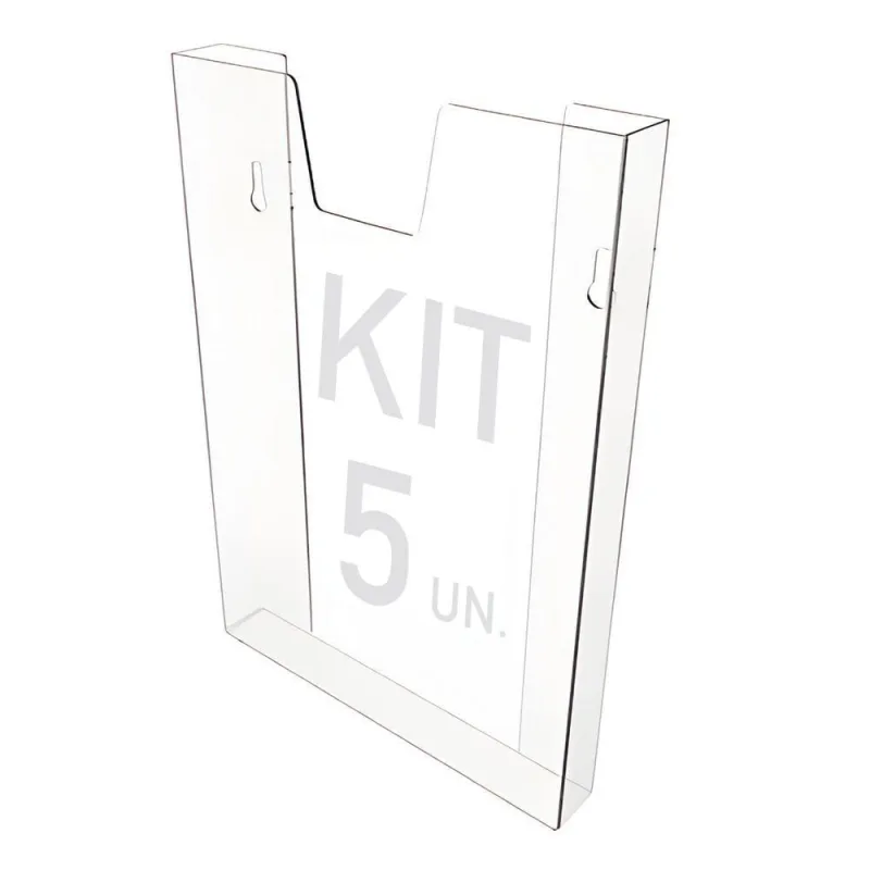 Kit 5 Displays Porta Folha Prontuário Parede A4 Acrílico Ps - OUTRAS - Agro