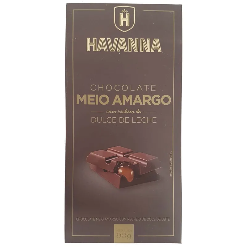 CHOC HAVANNA 90G-TA M- AMARGO Chocolate Havanna Meio Amargo Com Recheio de Dolce de Leite 90g