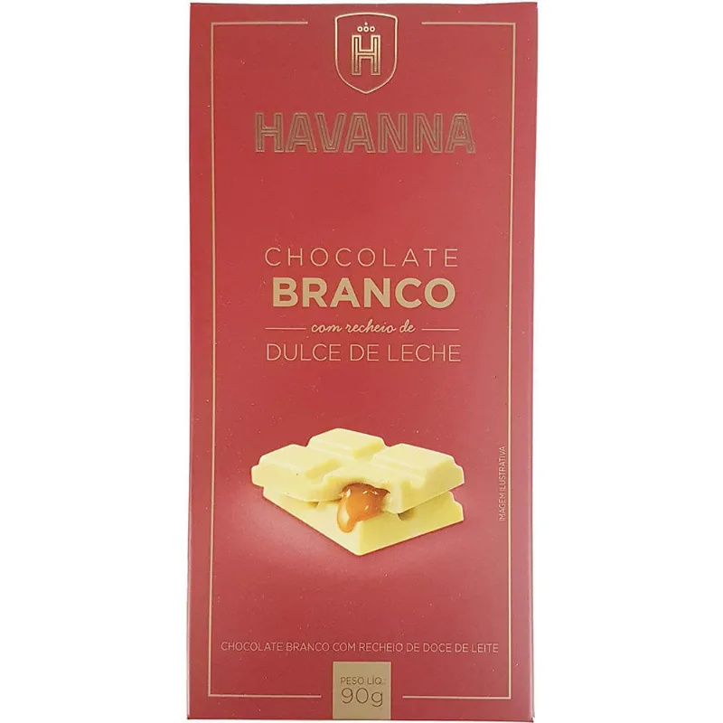 CHOC HAVANNA 90G-TA-BCO Chocolate Havanna Branco Com Recheio De Dolce De Leite 1Kg