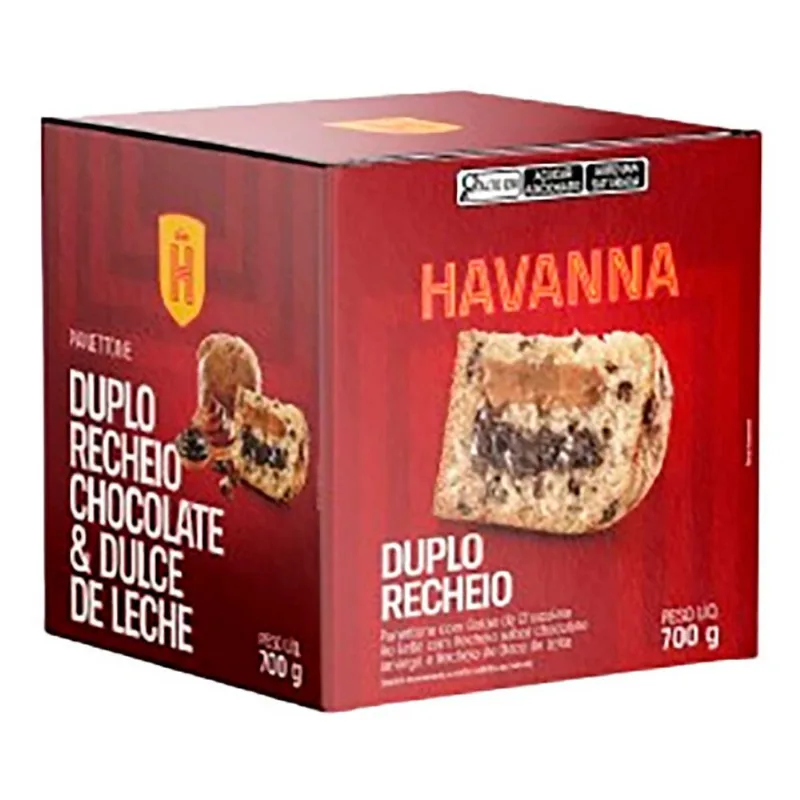 Panetone Recheado Chocolate e Doce de Leite Havanna 700g