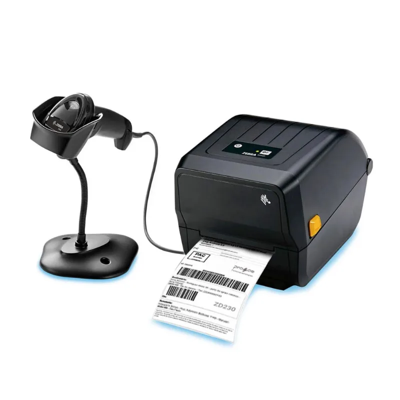 Kit Zebra Leitor DS2208 C/Suporte + Impressora ZD230 Eth