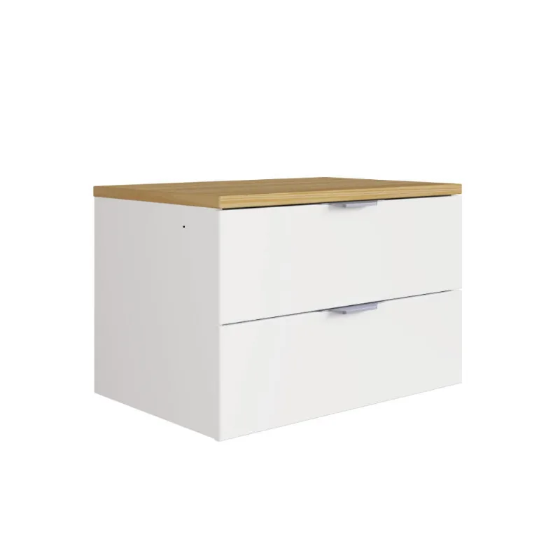 Mesa de Cabeceira Essencial com 2 Gavetas - Branco/Aok