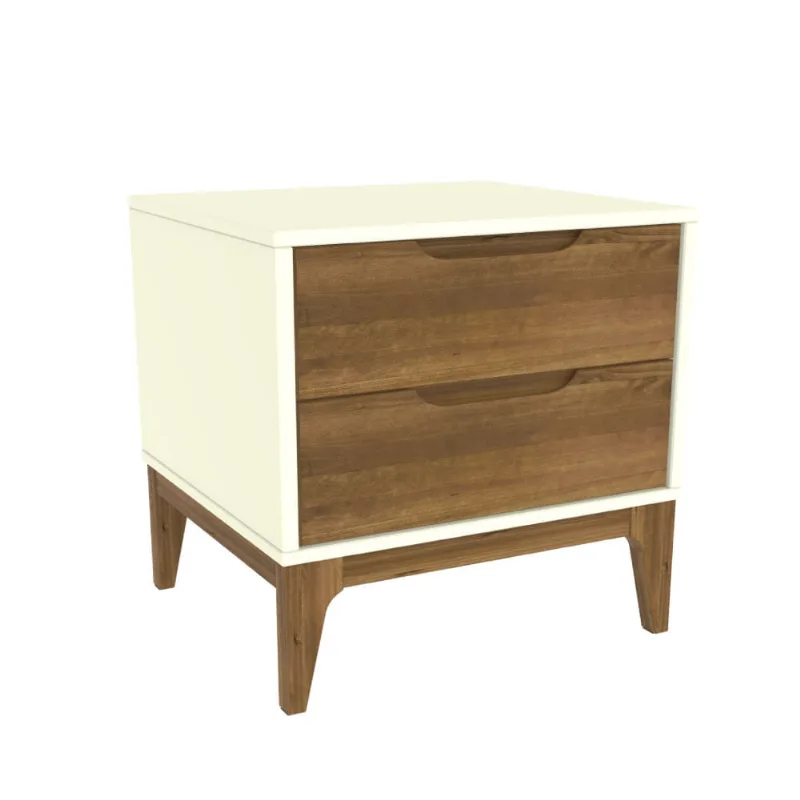 Mesa de Cabeceira Happy com 2 Gavetas - Off White/Garapa