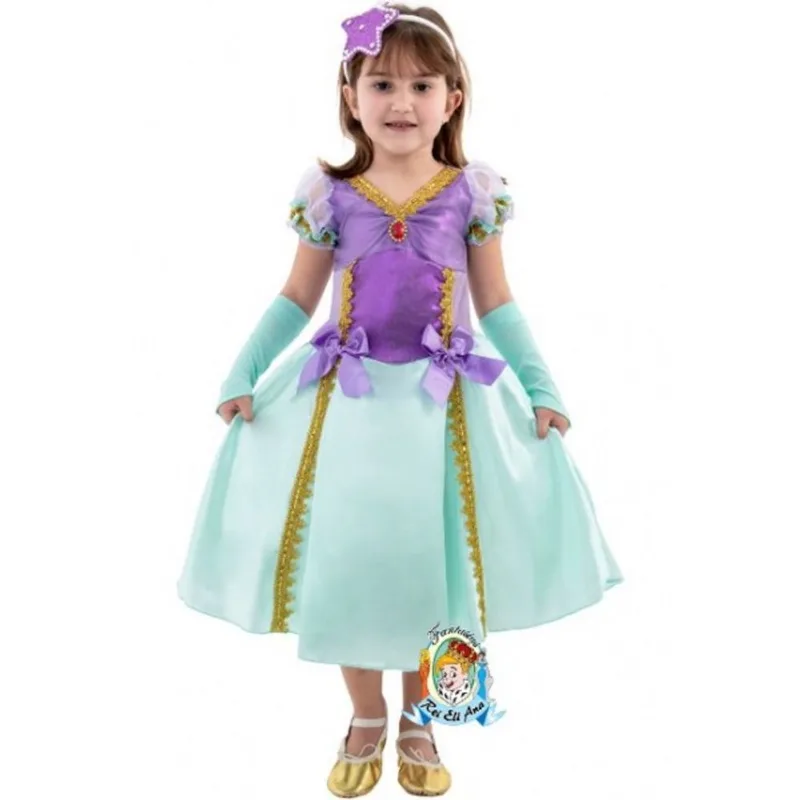 Fantasia Princesa Sereia Longa Infantil Rei Eli Ana