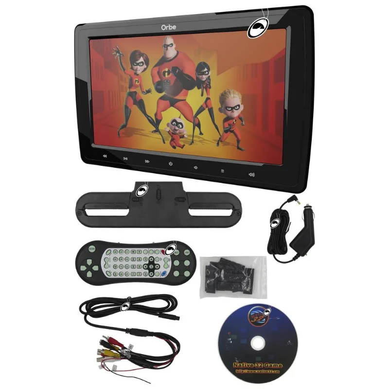 Encosto Cabeça Sobrepor Leitor Dvd 10 Polegadas Preto Orbe