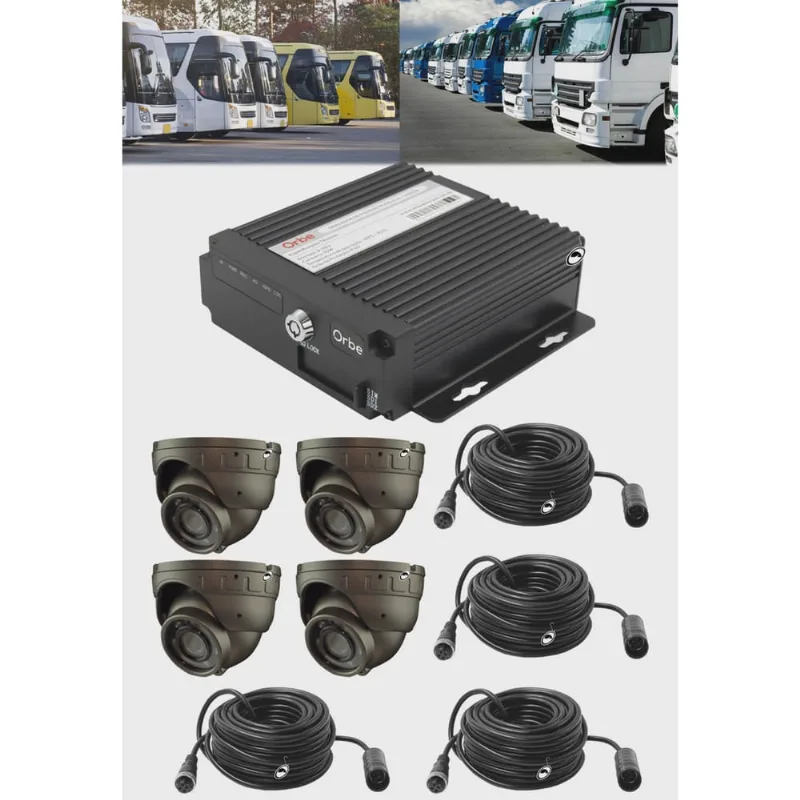 Kit Gravação 100% Automotivo Orbe mdvr 4 Canais imagens 9V a 36V Carro Van Ônibus Caminhão
