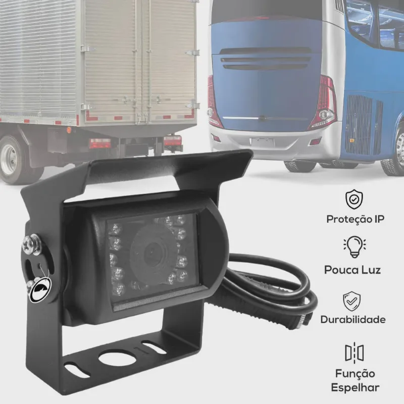 Câmera de Ré Orbe 12V ou 24V com Visão Noturna B169 Caminhão Ônibus Van Certificado oem
