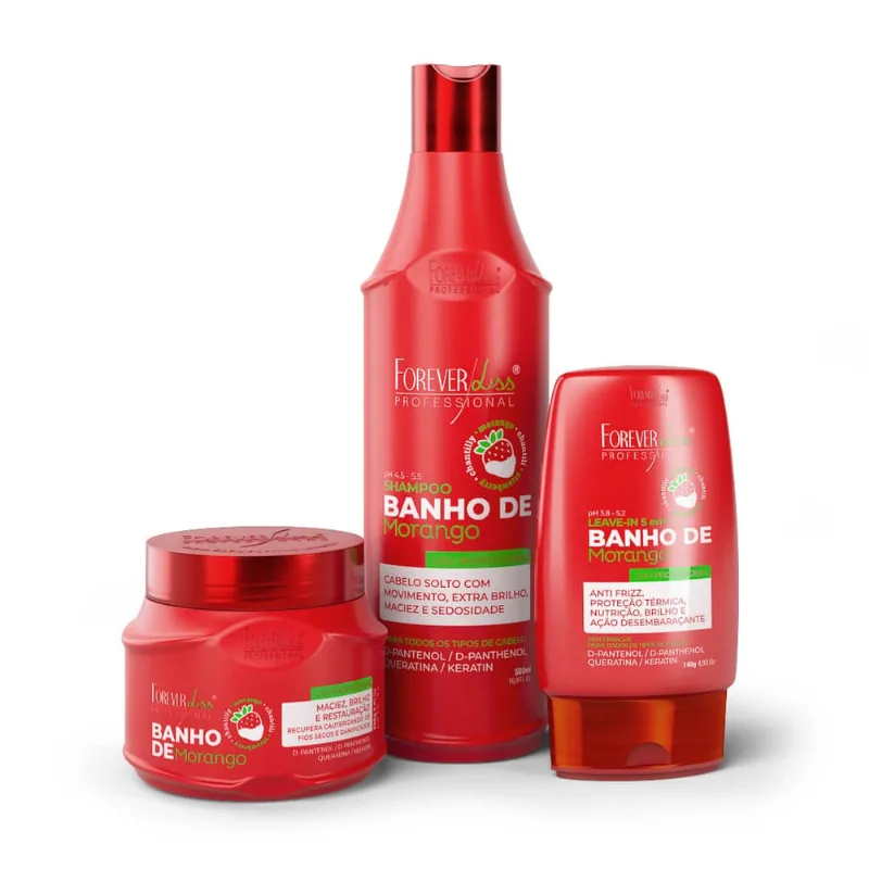 Kit Banho De Verniz Morango Brilho Extremo Forever Liss