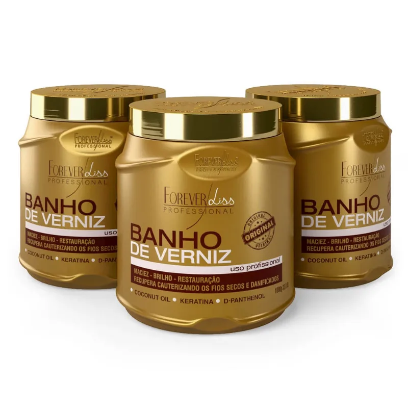Combo Com 3 Máscaras Banho De Verniz Forever Liss