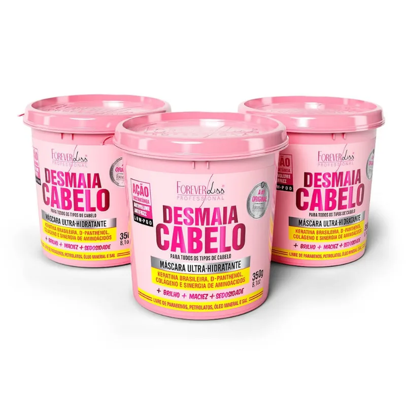 Combo Com 3 Máscaras Desmaia Cabelo Forever Liss 350G