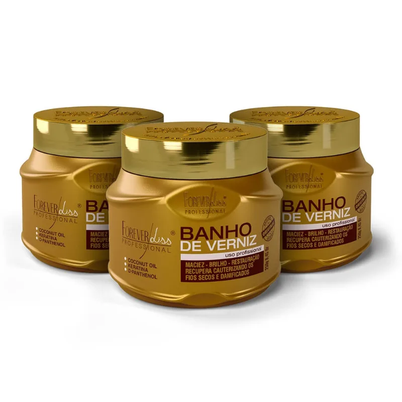 Combo Com 3 Máscaras Banho De Verniz Forever Liss 250G