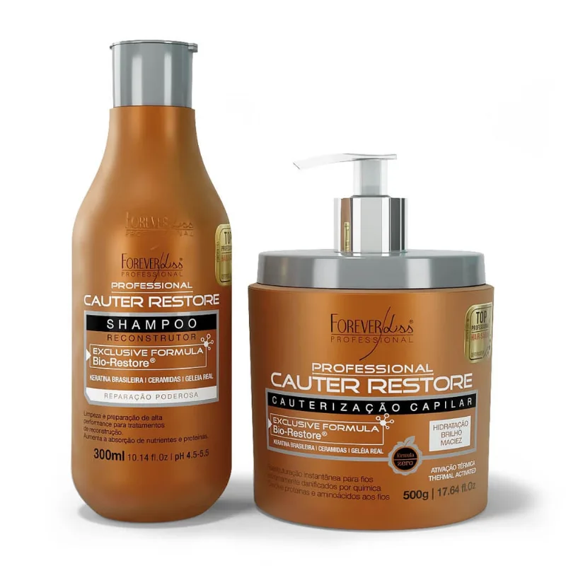 Kit Shampoo e Máscara Capilar Cauterização Forever Liss