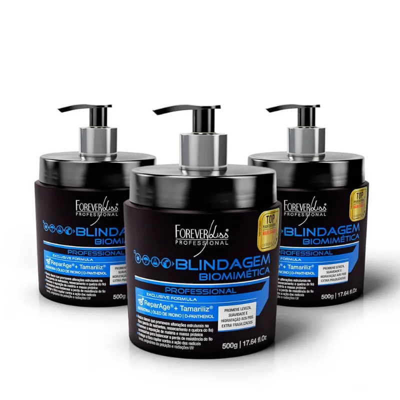 Combo 3 Blindagem Capilar Biomimétrica Forever Liss 500g