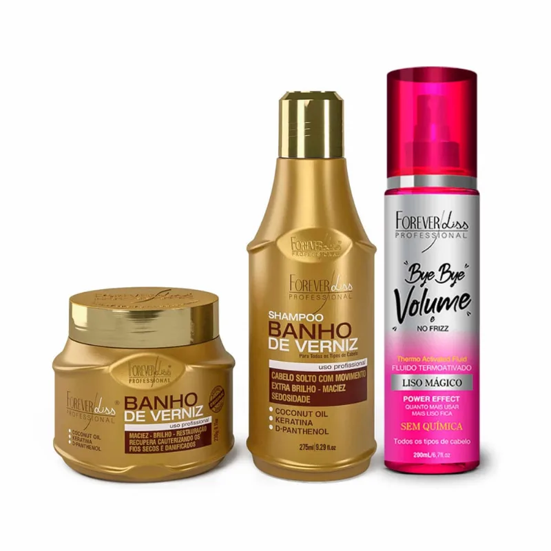 Kit Especial Banho de Verniz com Bye Bye Volume Forever Liss