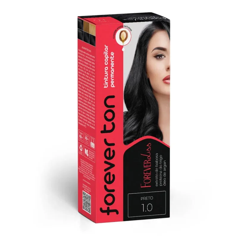 Tinta De Cabelo Preto 1.0 Forever Ton - Forever Liss - Dermo E Beleza