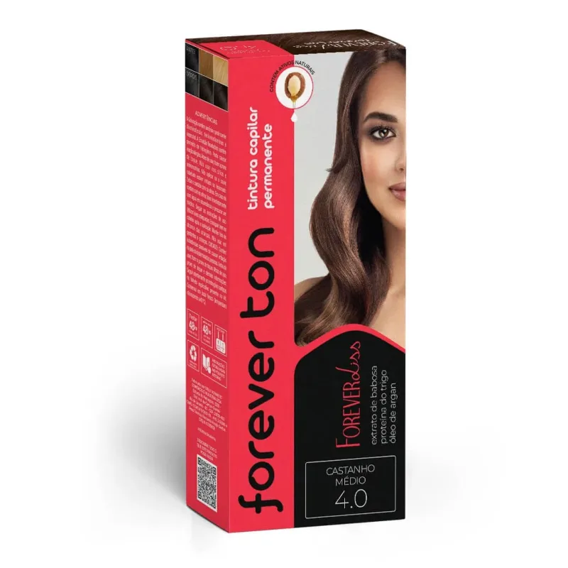 Tinta De Cabelo Castanho Medio 4.0 Forever Ton - Forever Liss - Dermo E Beleza