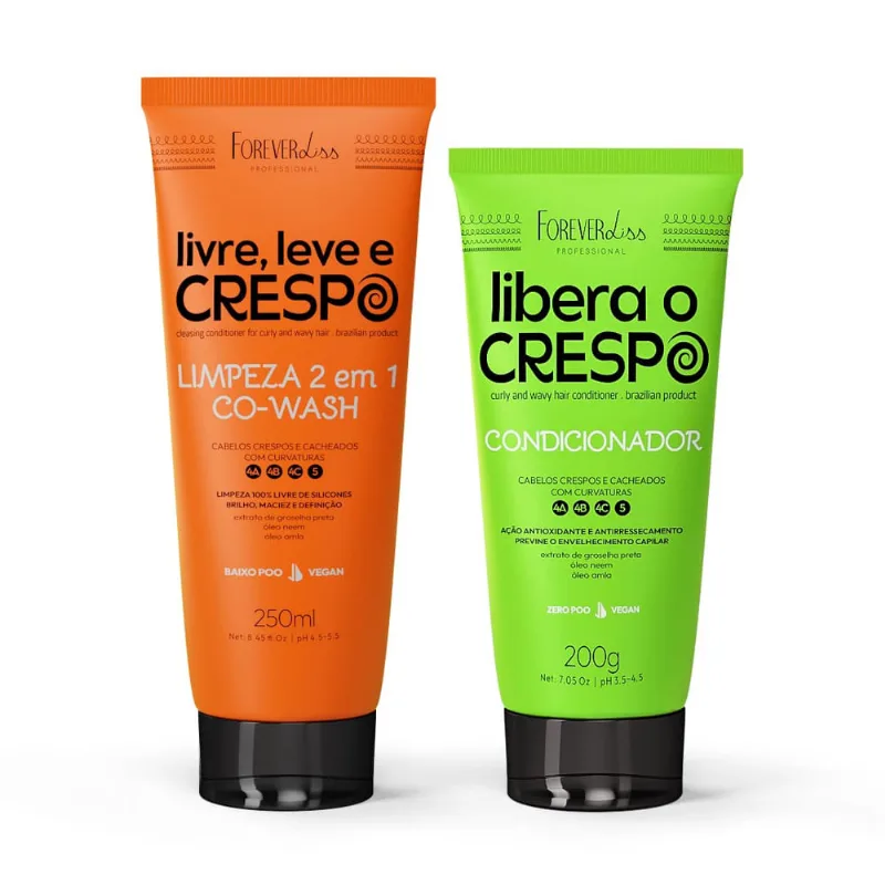 Kit Co-Wash e Condicionador p/ Cabelos Crespos Forever Liss