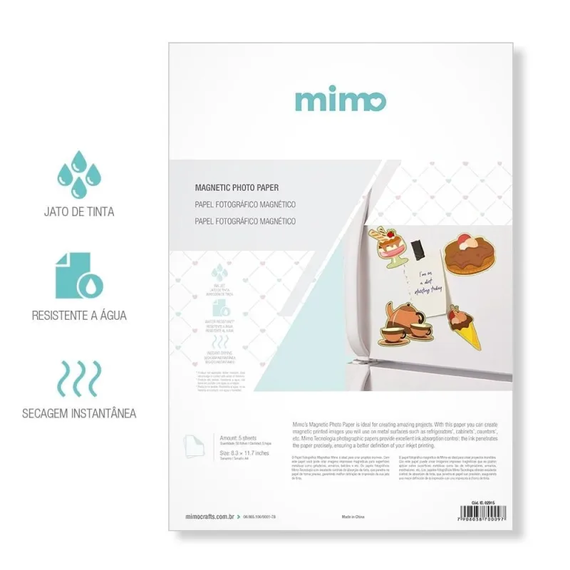 Papel Fotográfico Magnético Mimo - Brilho - A4 - 5 unds - Não Disponível - áudio E Vídeo