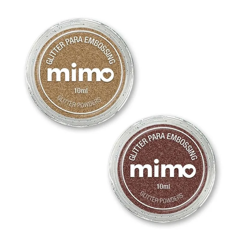 Pó de Embossing Glitterizado Cobre Light e Ouro Sand - Mimo - 2 Unids