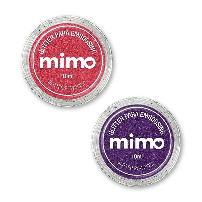 Pó de Embossing Glitterizado Vermelho Jester e Roxo Royal - Mimo - 2 Unids