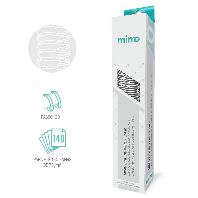 Wire-o para Encadernadora Mimo Binding - Branco - 3/4 in - 20 Unids