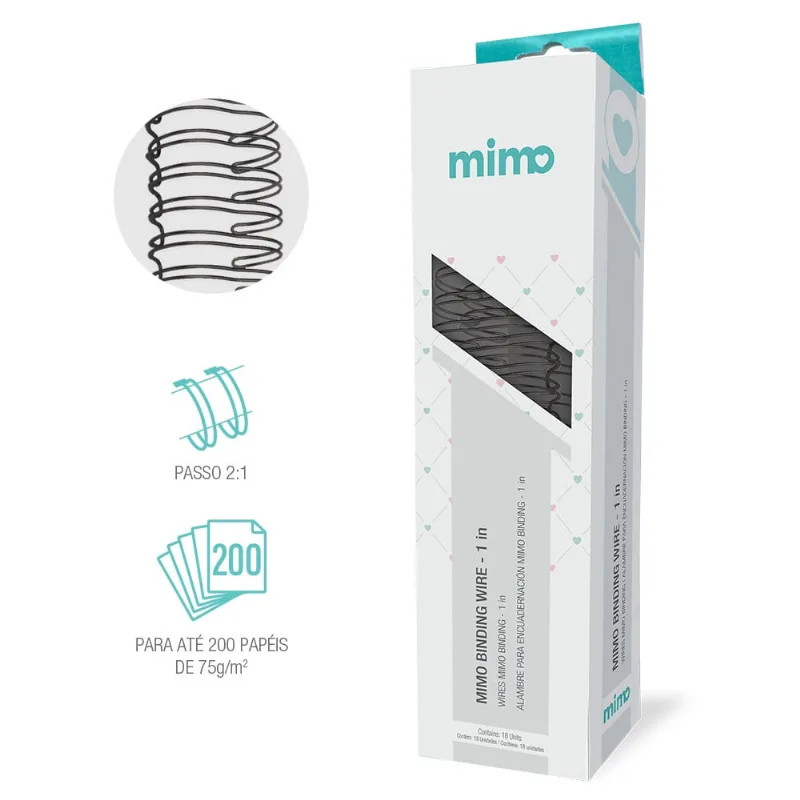 Wire-o Espiral 1 Rosa Bebê 2x1 22 anéis Metal Mimo - 18 unidades