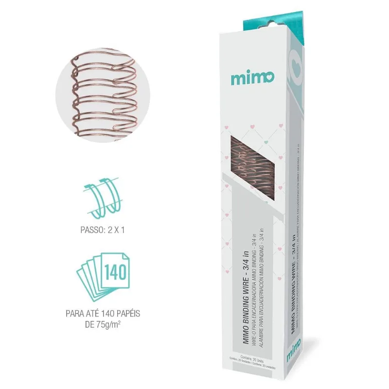 Wire-o para Encadernadora Mimo Binding - Ouro Rosé -3/4 in - 20 Unids