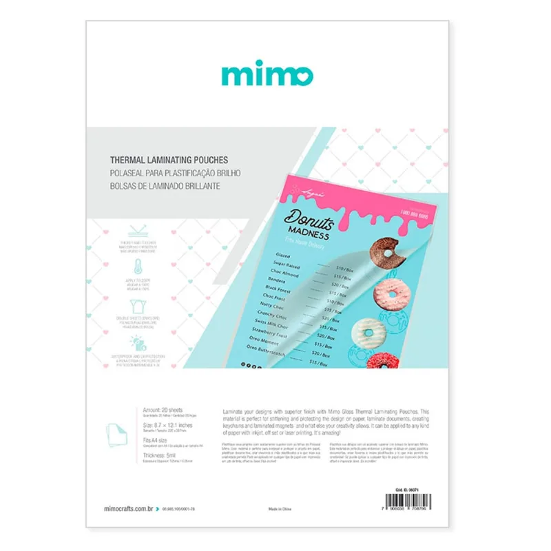 Polaseal para Plastificação Brilho A4 125 micras Mimo 20 unidades