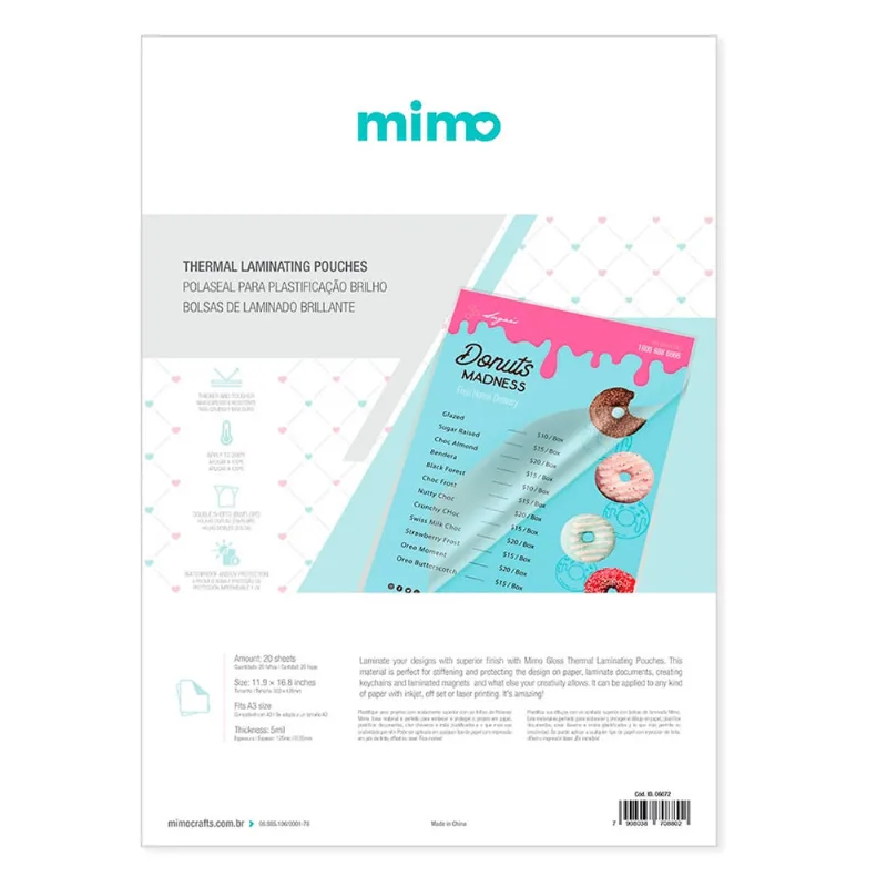 Polaseal para Plastificação Brilho 30, x42,6cm 125 micras Mimo 20 unidades