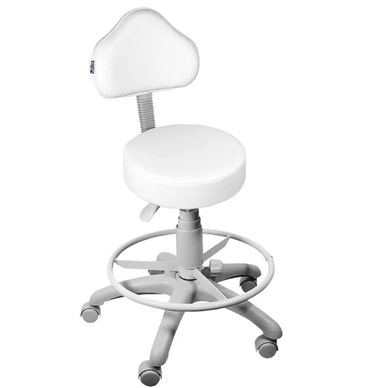 Cadeira Mocho Branco Base Cinza Com Aro - ultra Móveis