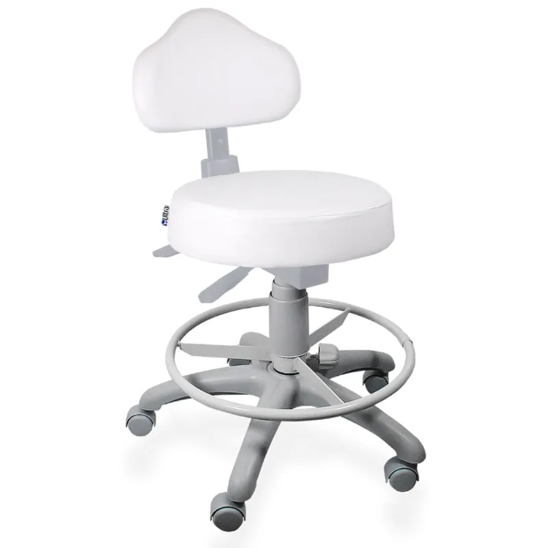 Cadeira Mocho Branco Ergonômico Base Cinza Com Aro - ultra Móveis
