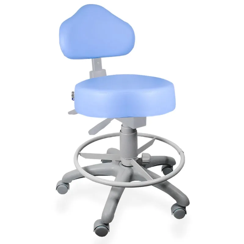 Cadeira Mocho Azul Claro Ergonômico Base Cinza Com Aro - ultra Móveis
